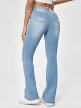 High Waisted Ripped Bootcut Jeans